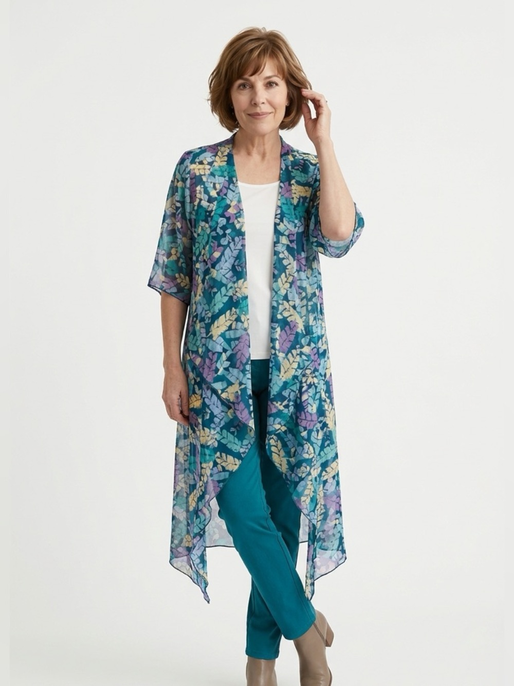 LULAROE | Shirley Kimono Feather or Leaf Print S